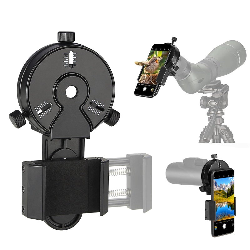 SOLOMARK Cell Phone Adapter Mount for Vortex Bushnell Celestron Barska Spotting Scope Big Eyepiece Adapter Mount Work with Binoculars Monocular Spotting Scope Telescope For iPhone 6Plus Samsung HTC LG and More - Image 1